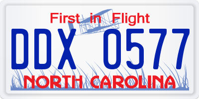 NC license plate DDX0577