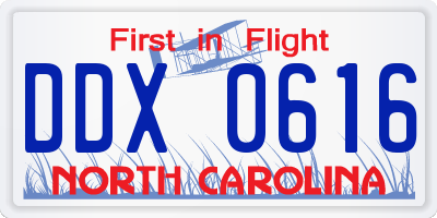 NC license plate DDX0616