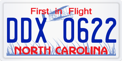 NC license plate DDX0622