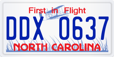 NC license plate DDX0637