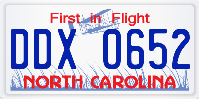 NC license plate DDX0652