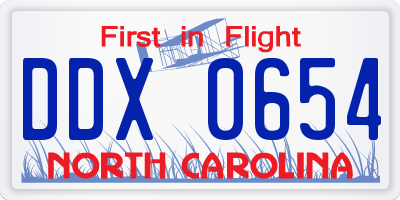 NC license plate DDX0654