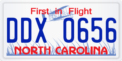 NC license plate DDX0656