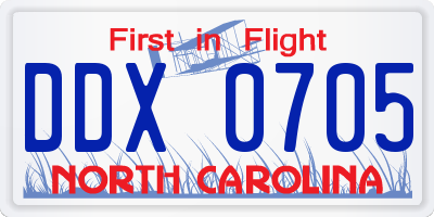 NC license plate DDX0705