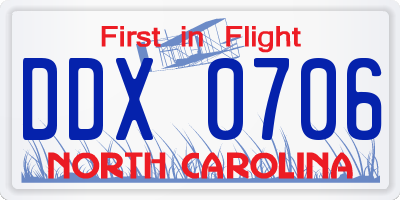 NC license plate DDX0706