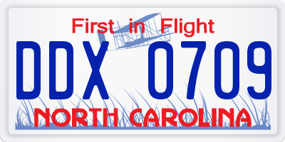 NC license plate DDX0709