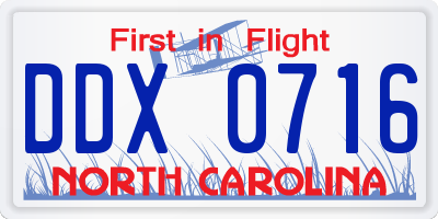 NC license plate DDX0716