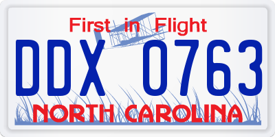 NC license plate DDX0763