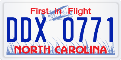 NC license plate DDX0771