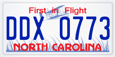 NC license plate DDX0773