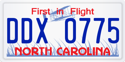 NC license plate DDX0775