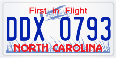 NC license plate DDX0793