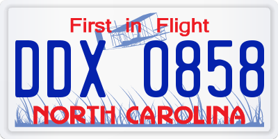 NC license plate DDX0858
