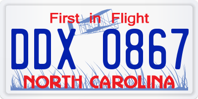 NC license plate DDX0867