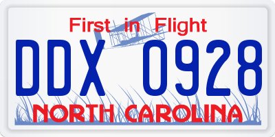 NC license plate DDX0928