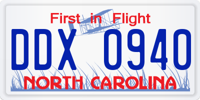 NC license plate DDX0940