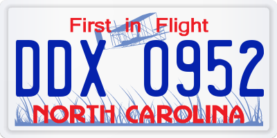 NC license plate DDX0952