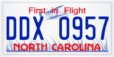 NC license plate DDX0957