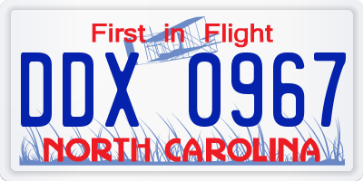 NC license plate DDX0967