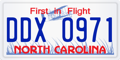 NC license plate DDX0971