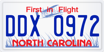 NC license plate DDX0972