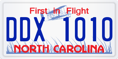 NC license plate DDX1010