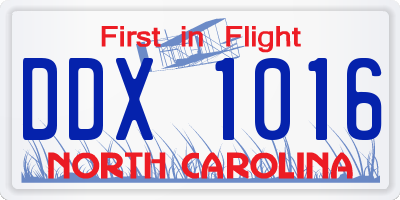 NC license plate DDX1016