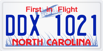 NC license plate DDX1021