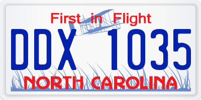 NC license plate DDX1035