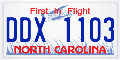NC license plate DDX1103