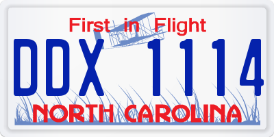 NC license plate DDX1114