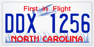 NC license plate DDX1256