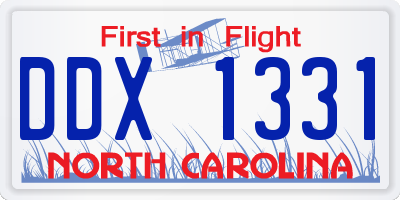 NC license plate DDX1331