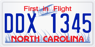 NC license plate DDX1345
