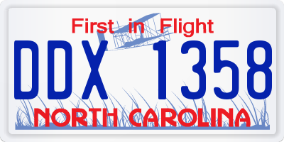 NC license plate DDX1358