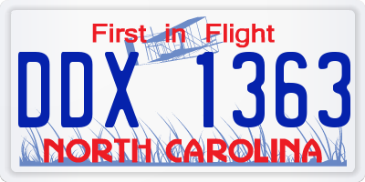 NC license plate DDX1363