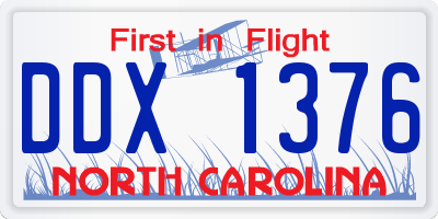NC license plate DDX1376