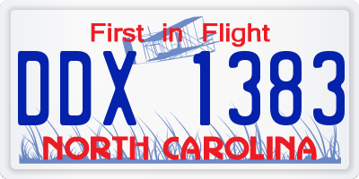 NC license plate DDX1383