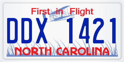 NC license plate DDX1421