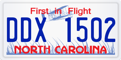 NC license plate DDX1502
