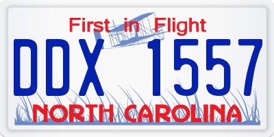 NC license plate DDX1557