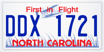 NC license plate DDX1721