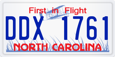 NC license plate DDX1761