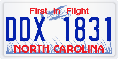 NC license plate DDX1831