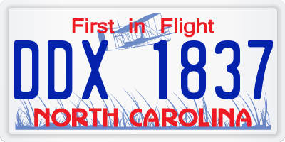 NC license plate DDX1837