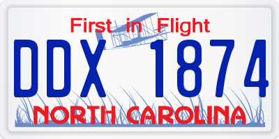 NC license plate DDX1874