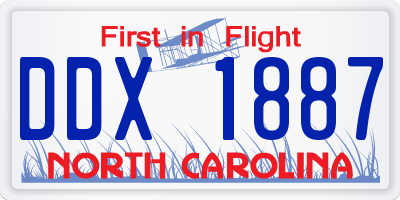 NC license plate DDX1887