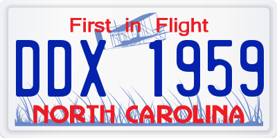 NC license plate DDX1959