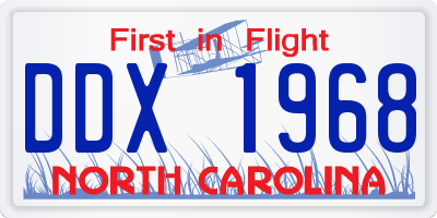 NC license plate DDX1968