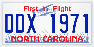 NC license plate DDX1971